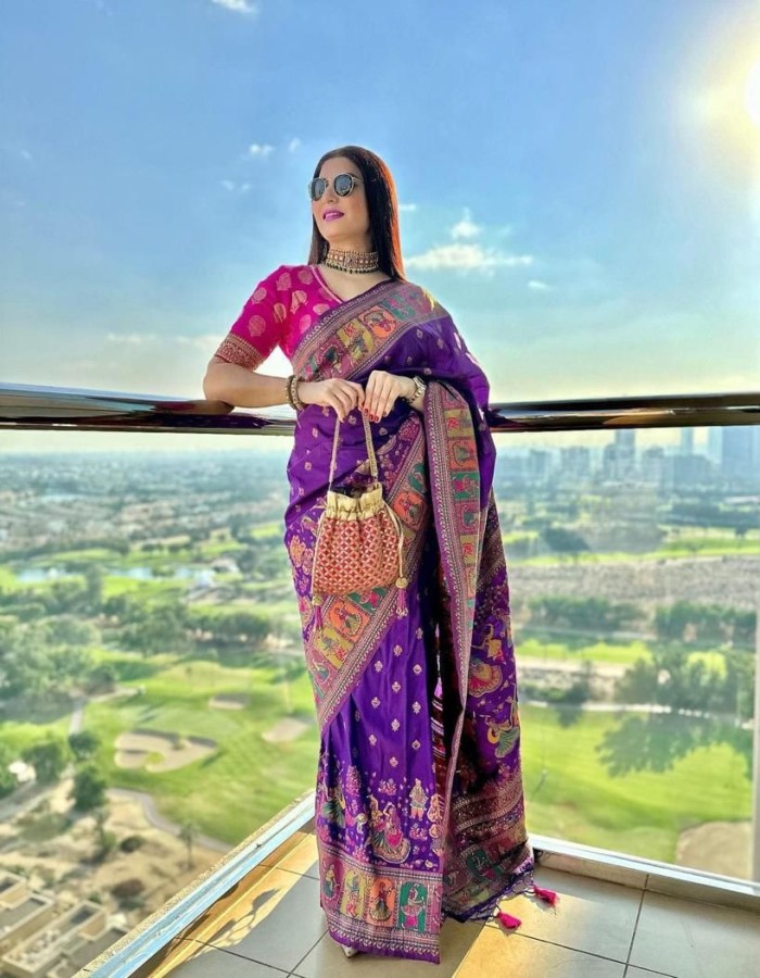 women's wear soft silk saree with minakari work