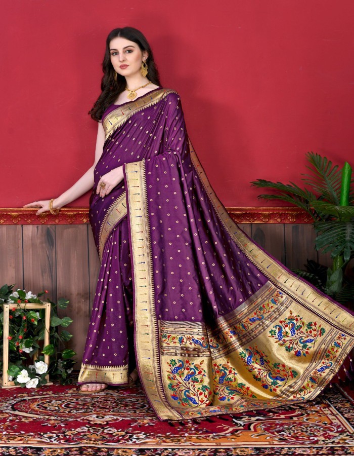 Purple Color Paithani Silk Saree