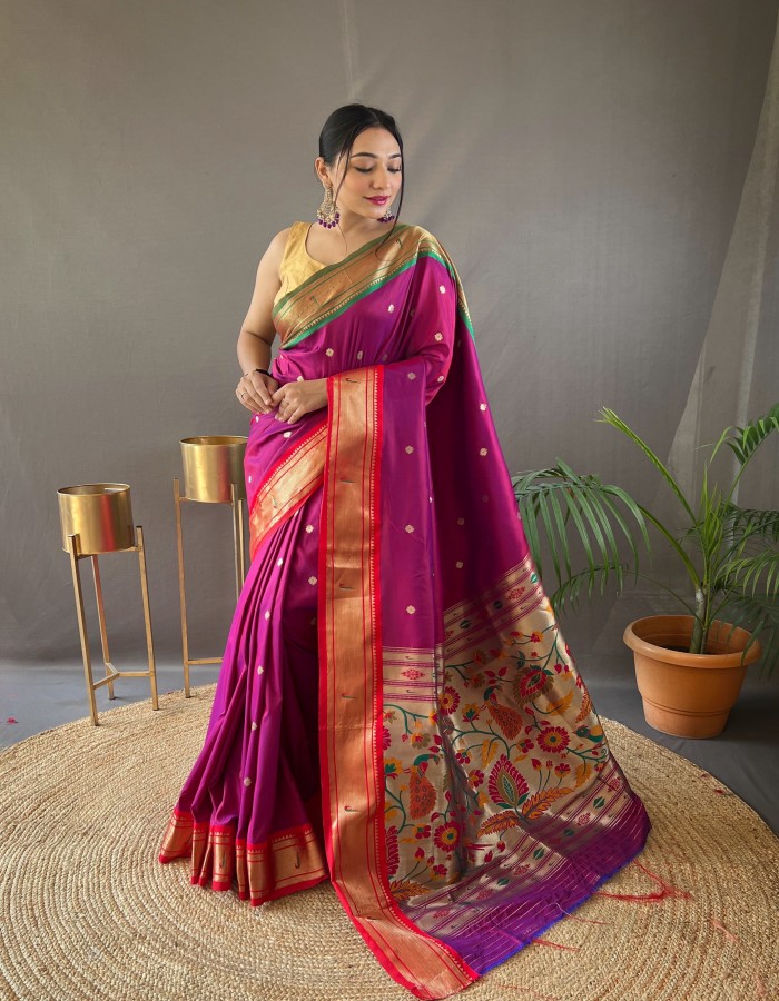 megenta Color Paithani Saree