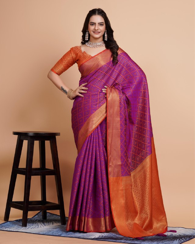 Purple Color Banrasi Patola Saree