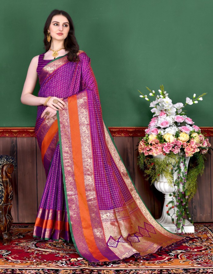 Purple Color Soft Kanchipuram Silk Saree