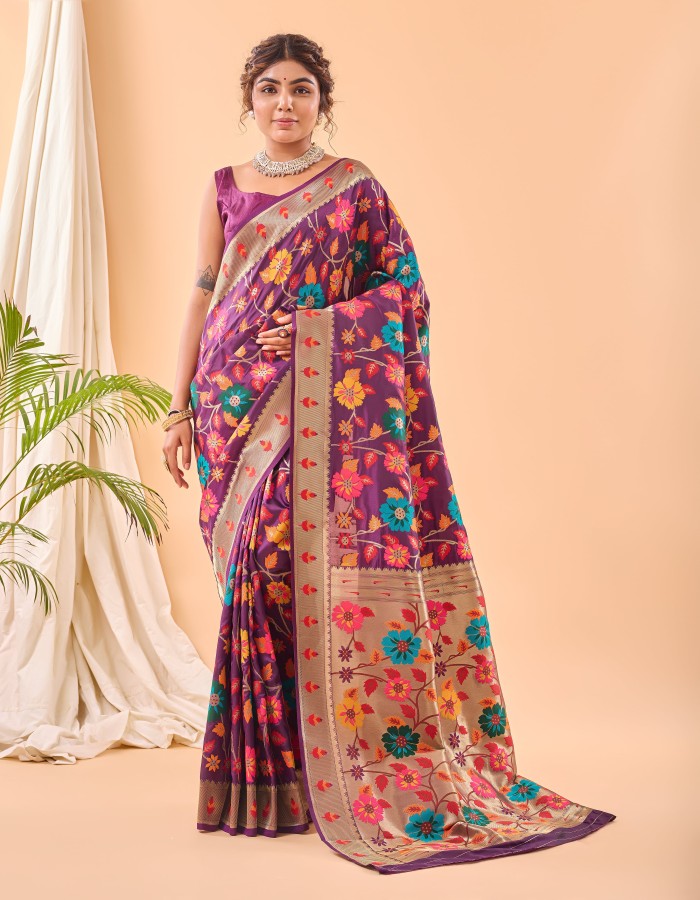 Purple Soft Paithani Silk Saree