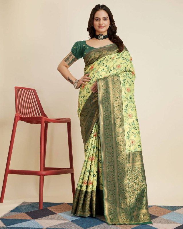 Pista Green Color Soft Kanjivaram Silk Saree