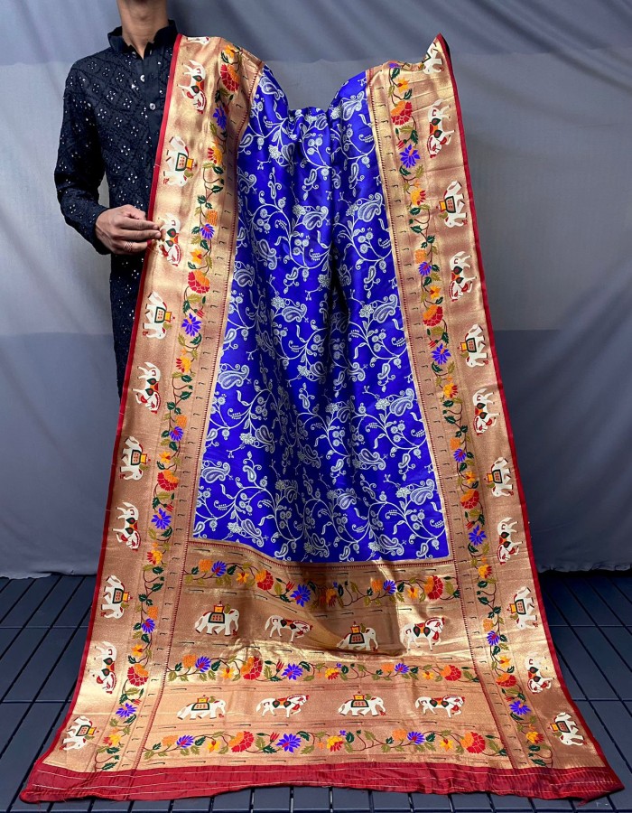 Royal Blue Paithani Silk Saree