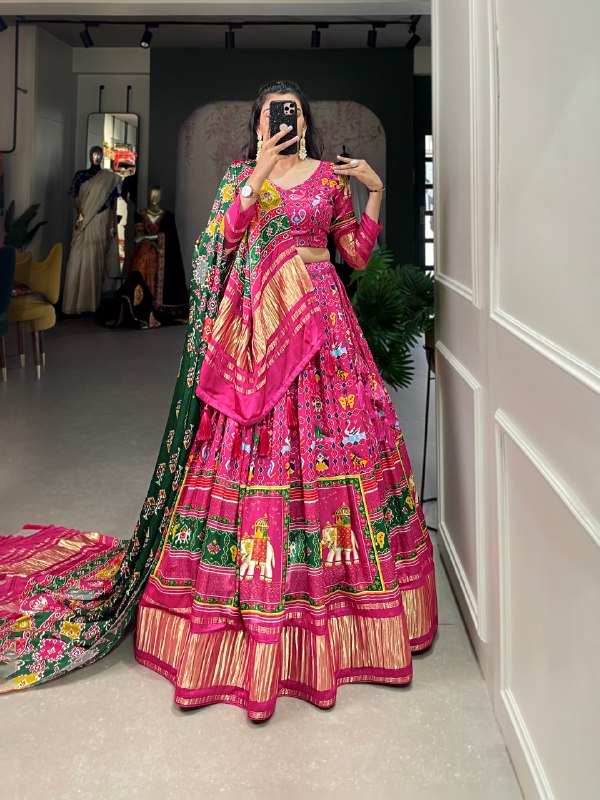 Pink Color Gaji Silk Lahenga Choli With Dupatta