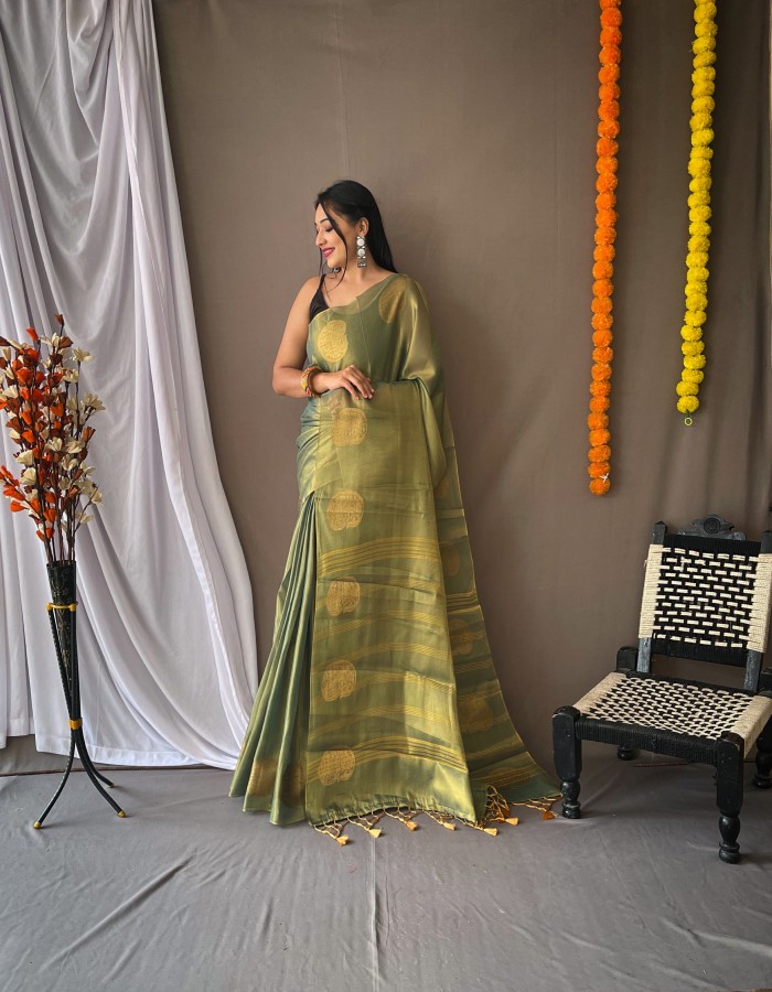 Green Soft Tissue Silk Saree