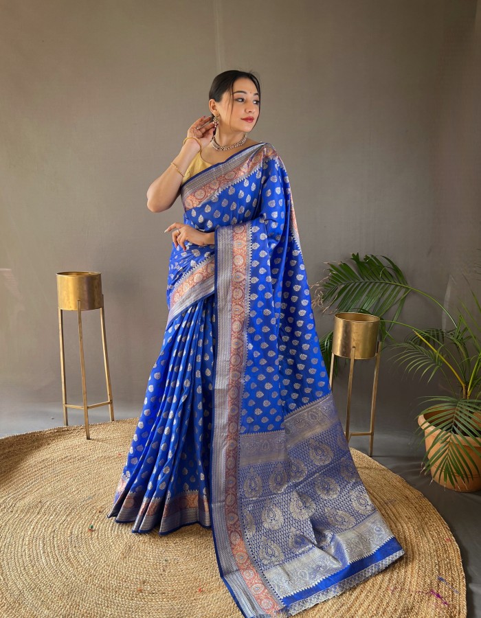 Royal Blue Color Banarasi Silk Saree