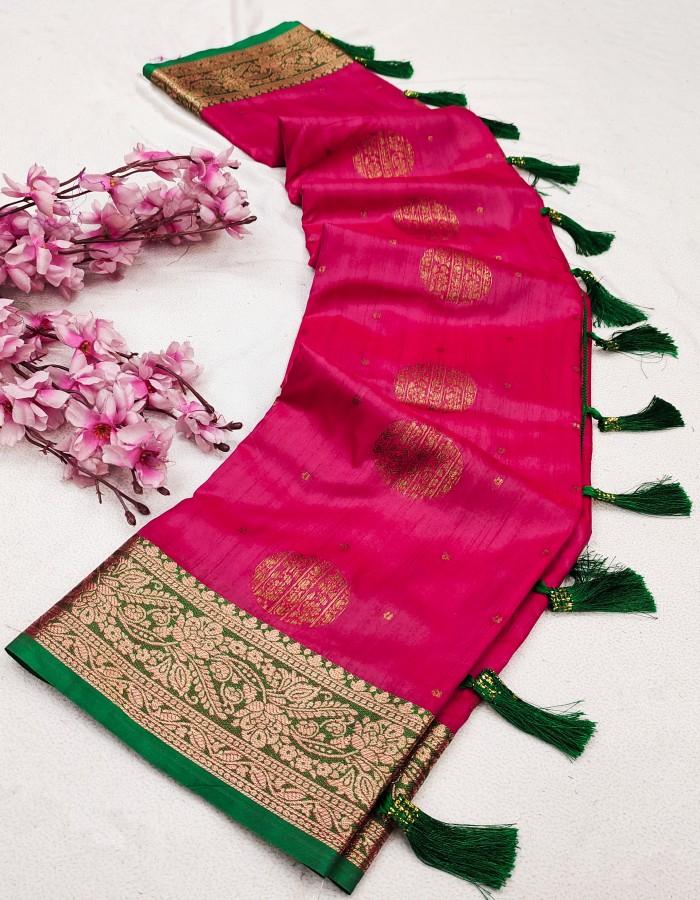 Pink Color Banarasi Silk  katan silk saree