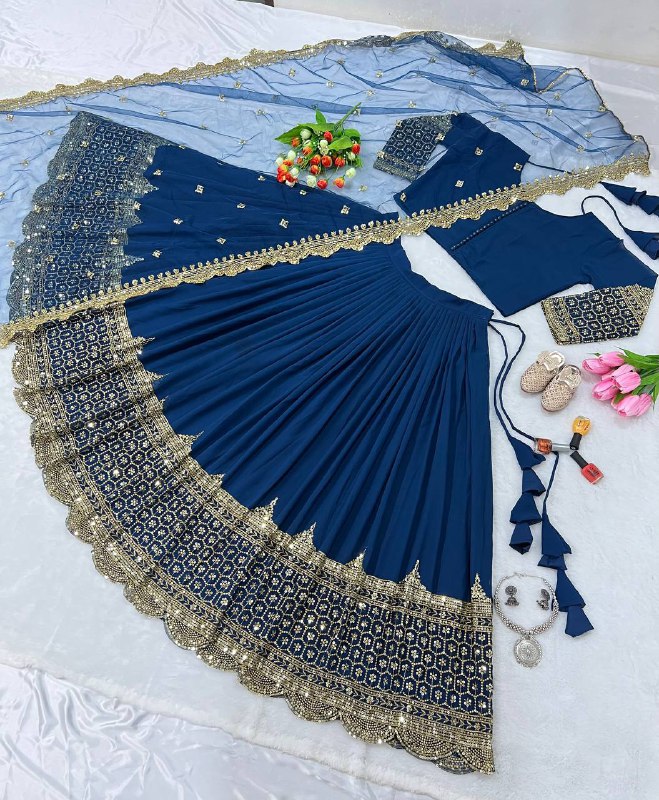 Royal Blue Color Lahengha Set