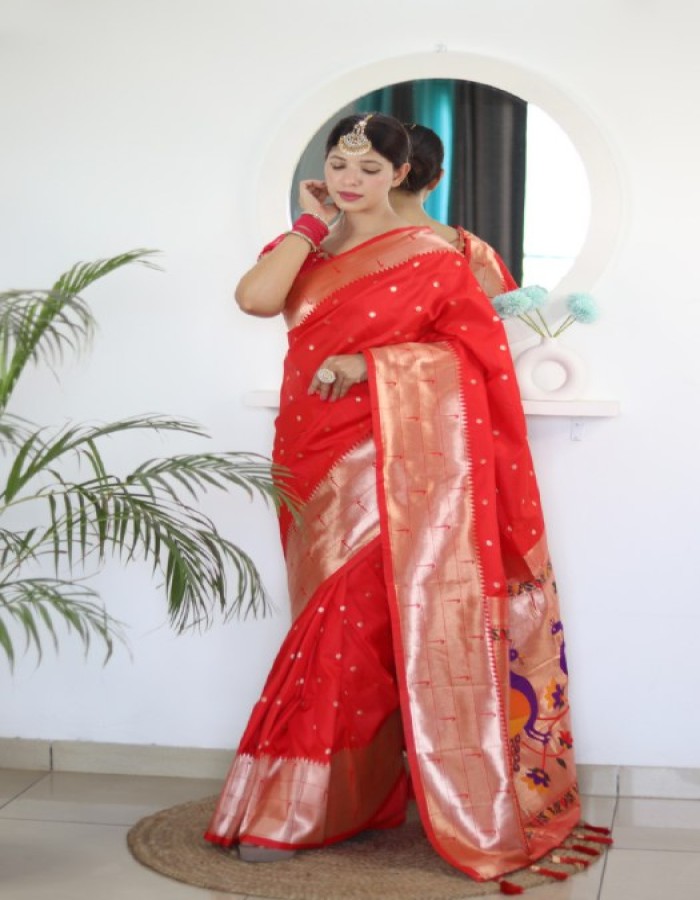 Red Color Paithani Silk Saree