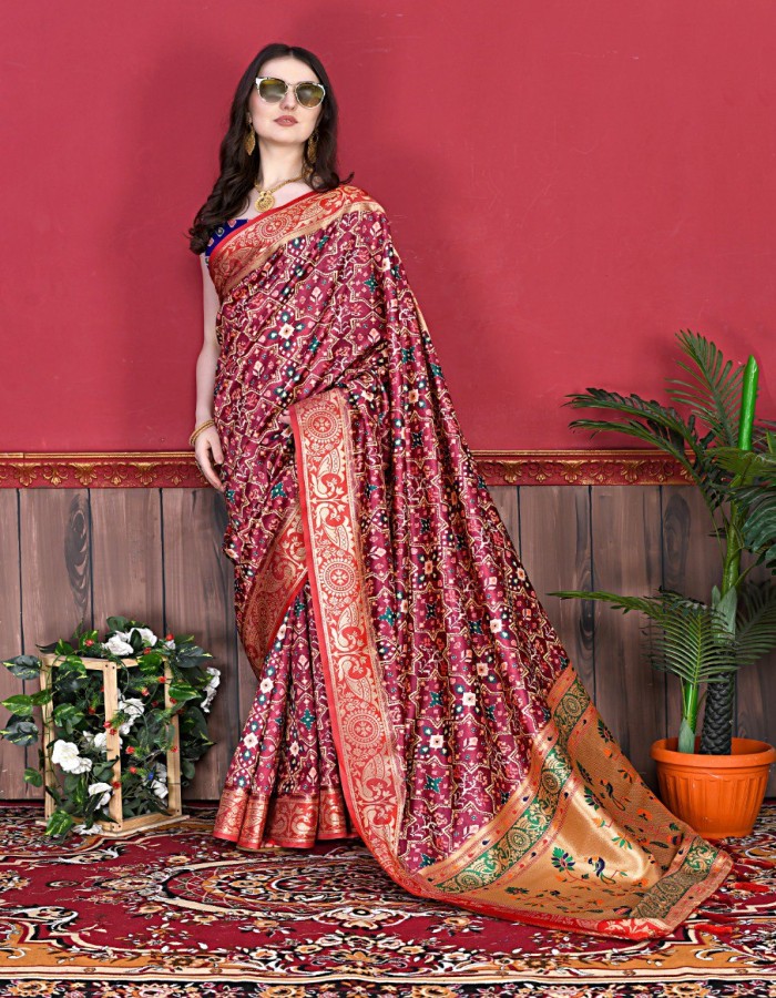 purple Color Patola Printed Saree