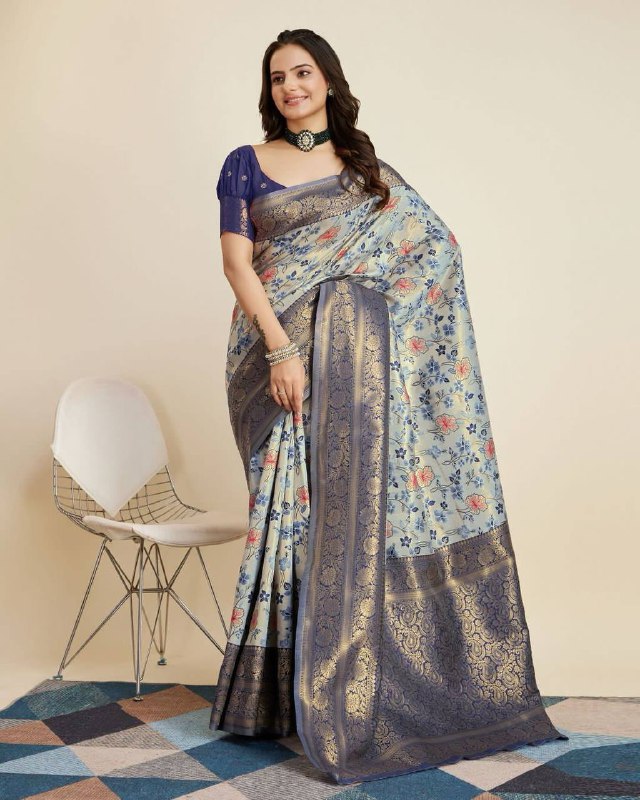 Gray Color Soft Kanjivaram Silk Saree