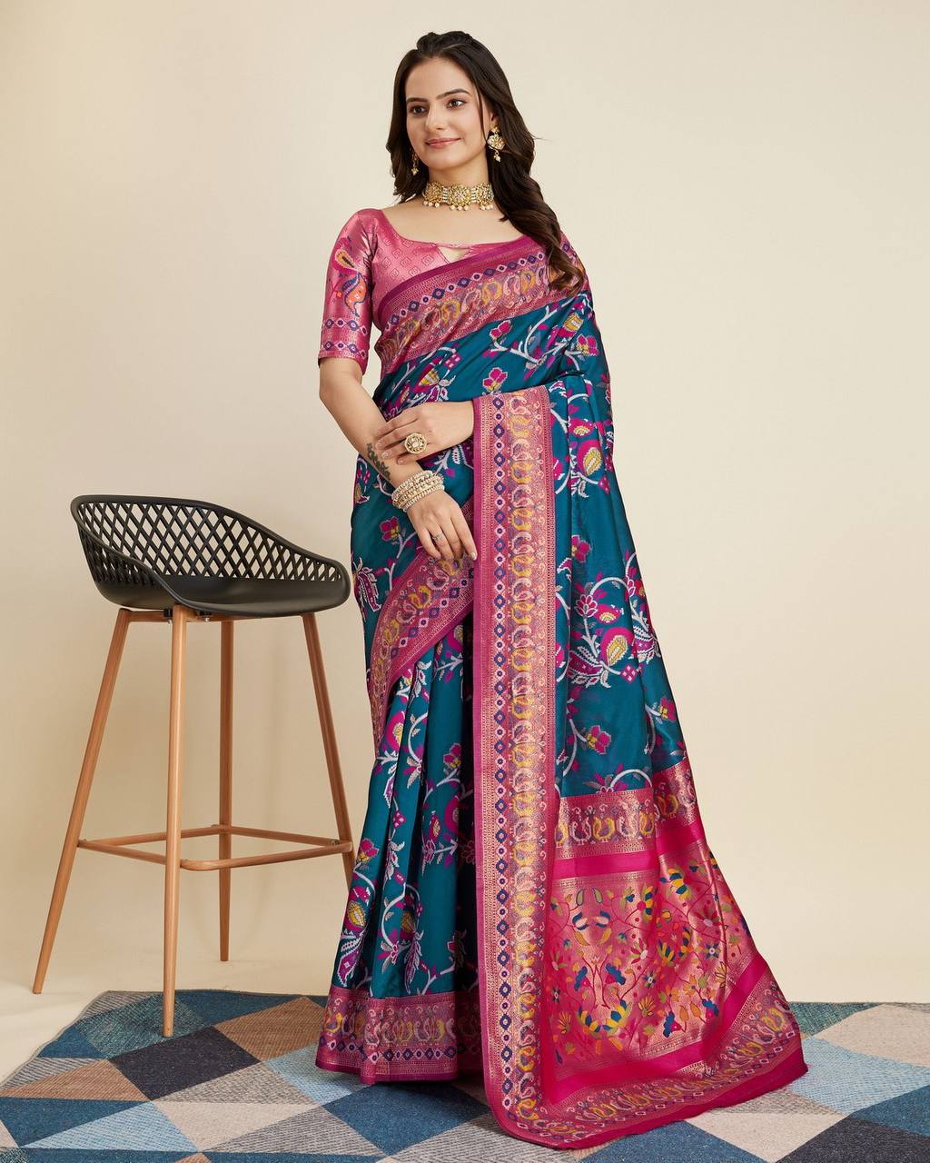 Rama Color Soft Silk Banarasi Silk Saree