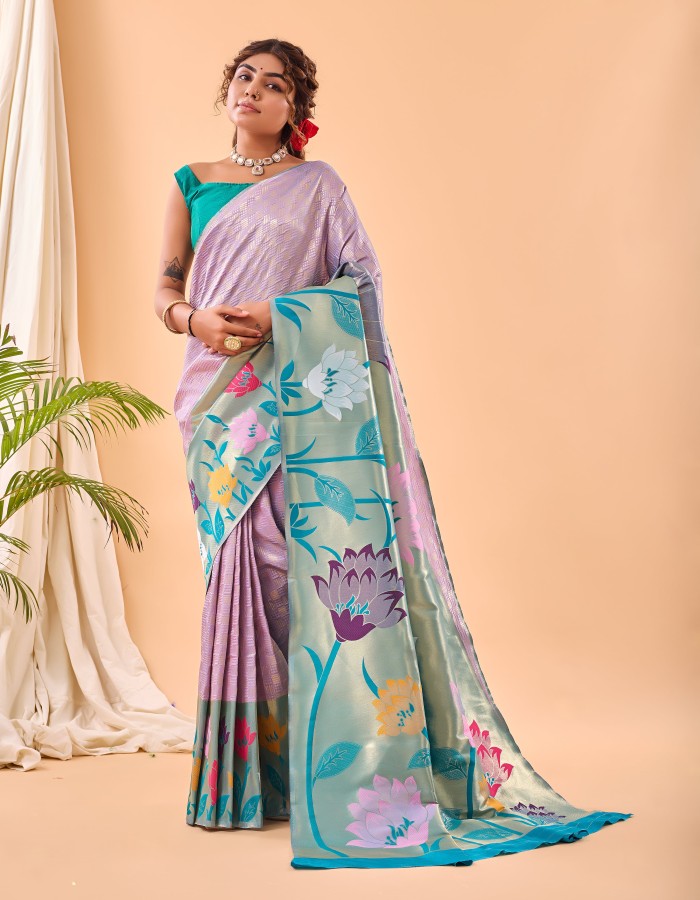 Violet Soft Paithani Silk Saree