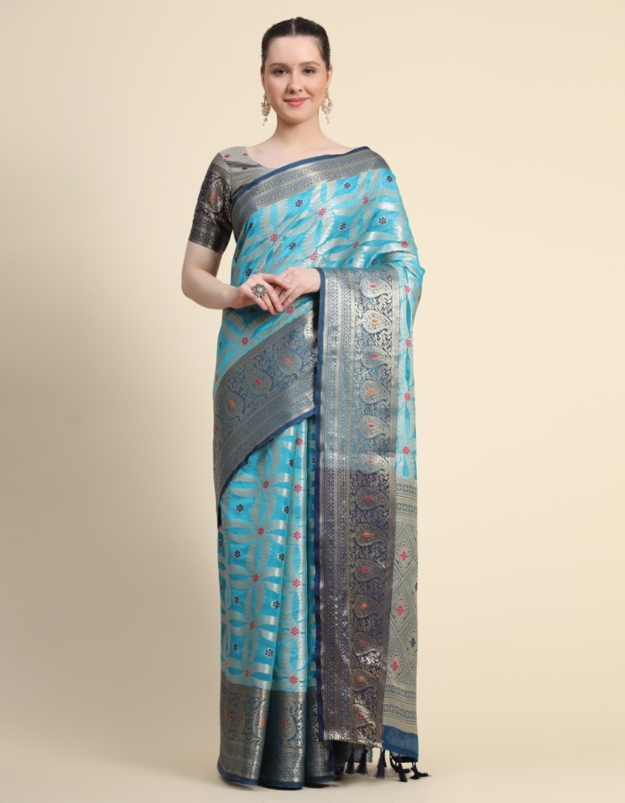 Rama Organza Silk Saree