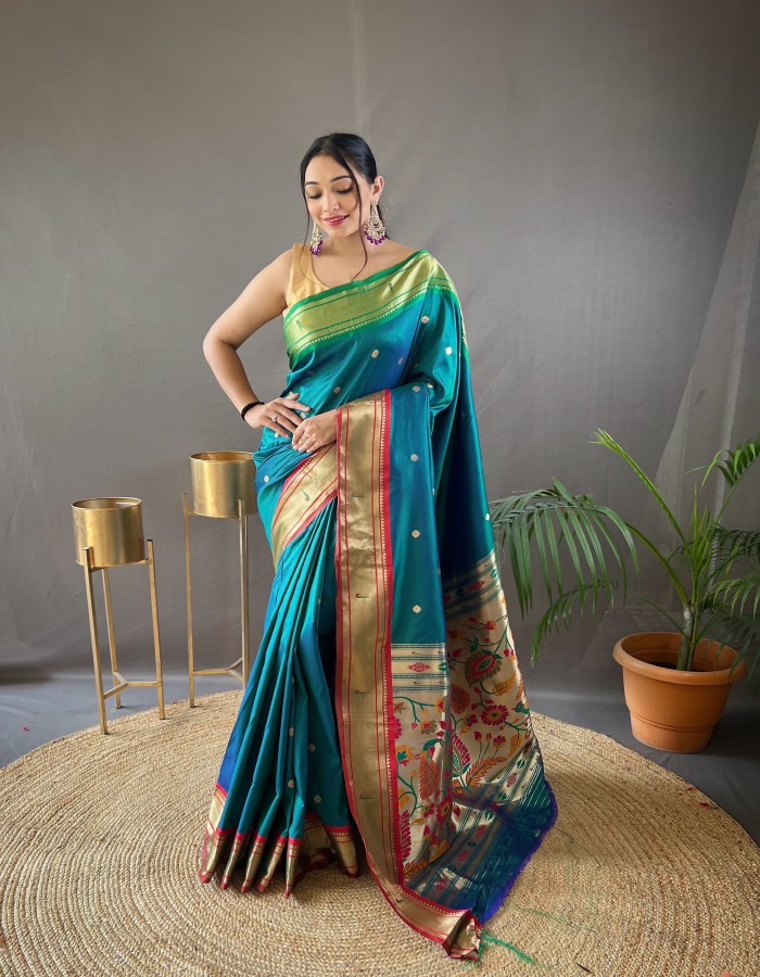 Green Paithani Silk Saree