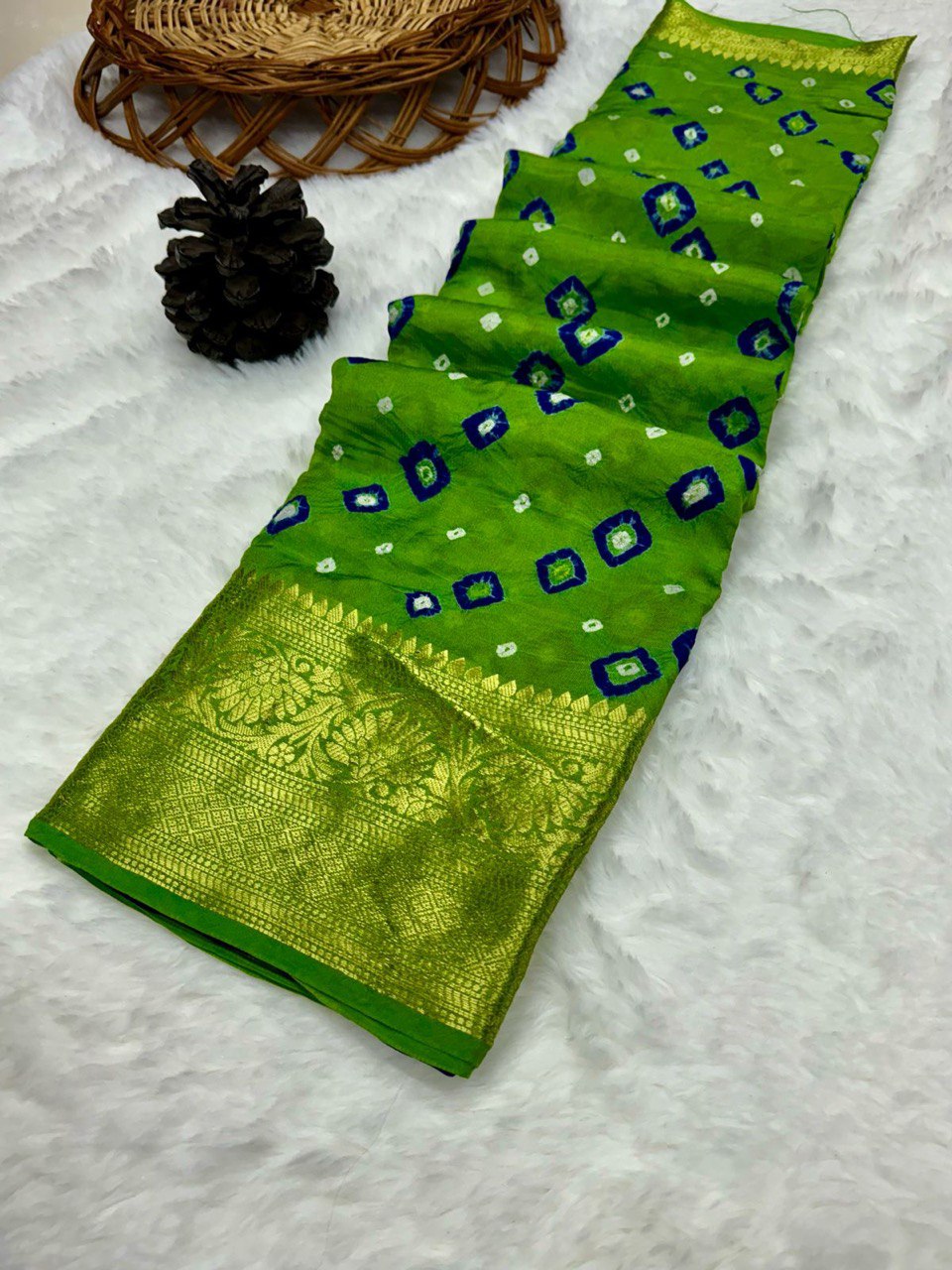 PIsta Green Color Kanjivaram Silk Printed Saree