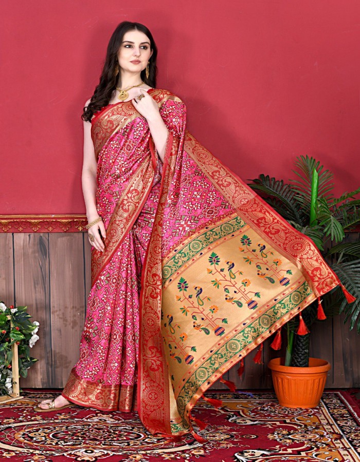 Pink Patola Print Saree