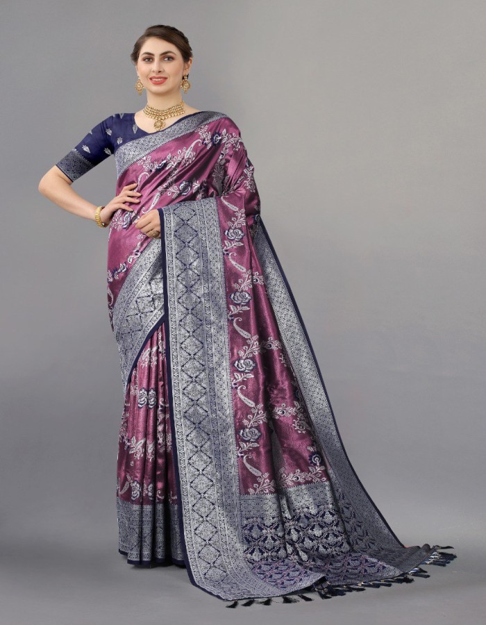 Navy Blue  Soft Kanjivaram Silk Saree