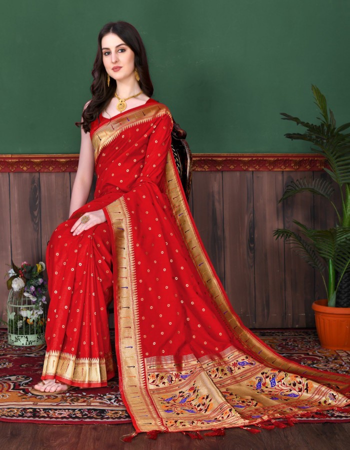 Red Color Paithani Silk Saree