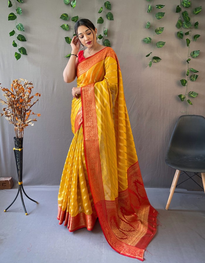 Yellow Laheriya Design Saree