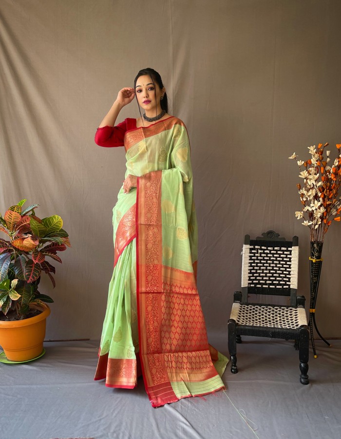 Green Linen SIlk Saree