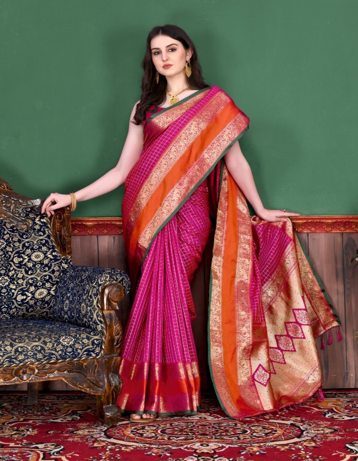 Pink Color Kanchipuram Silk Saree