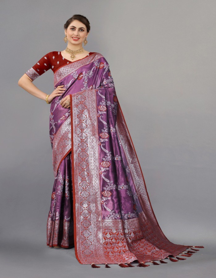 Marron Soft kanjivaram Silk Saree