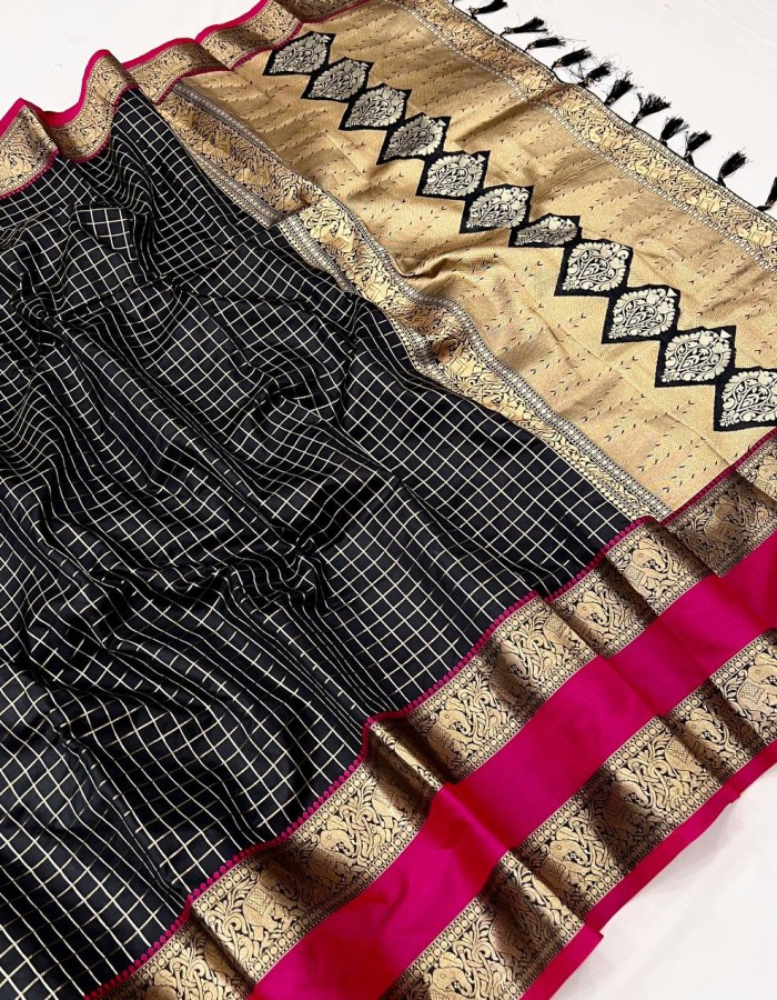 Black Color Kanjivarm Silk Saree