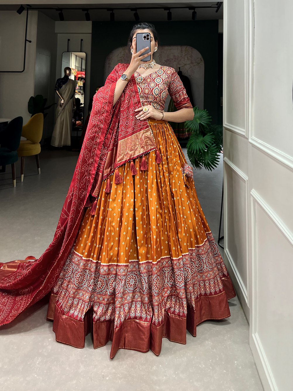 Orange Color lahenga Choli Dupatta Set