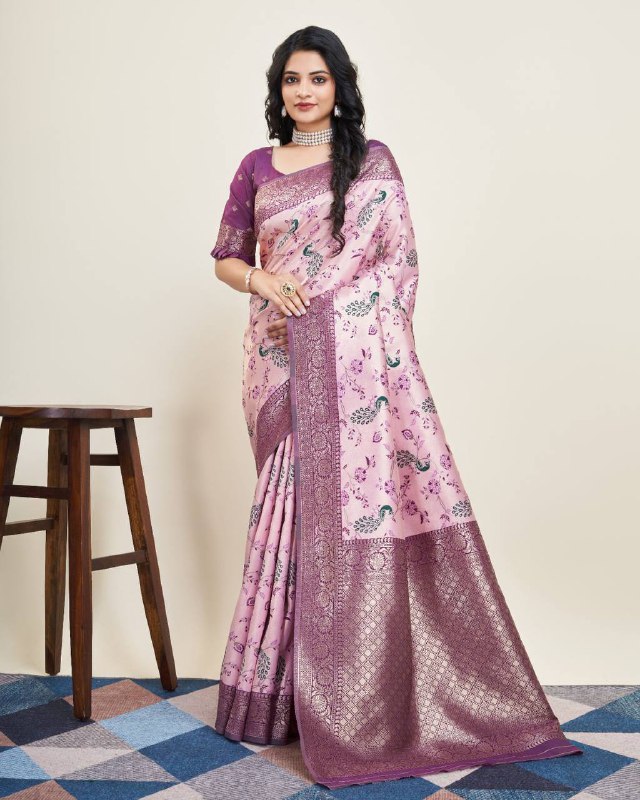 Purple Kanjivaram Soft Silk Saree