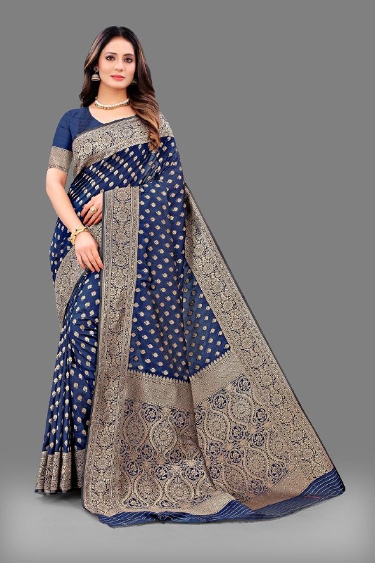 Navy Blue Color Soft Kanjivaram Sik Saree