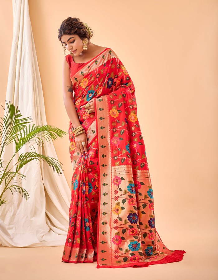 Red Color Soft Paithani Silk Saree