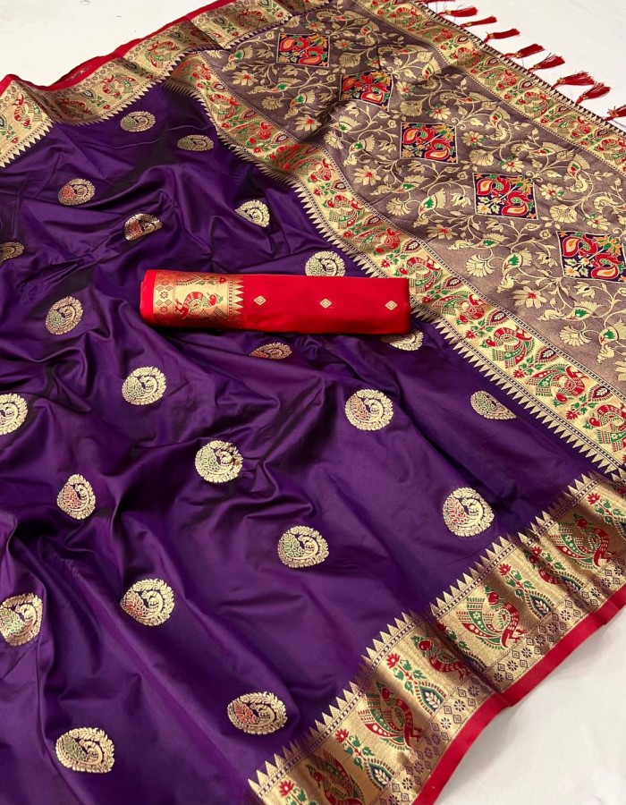 Purple Color Paithani Silk Saree