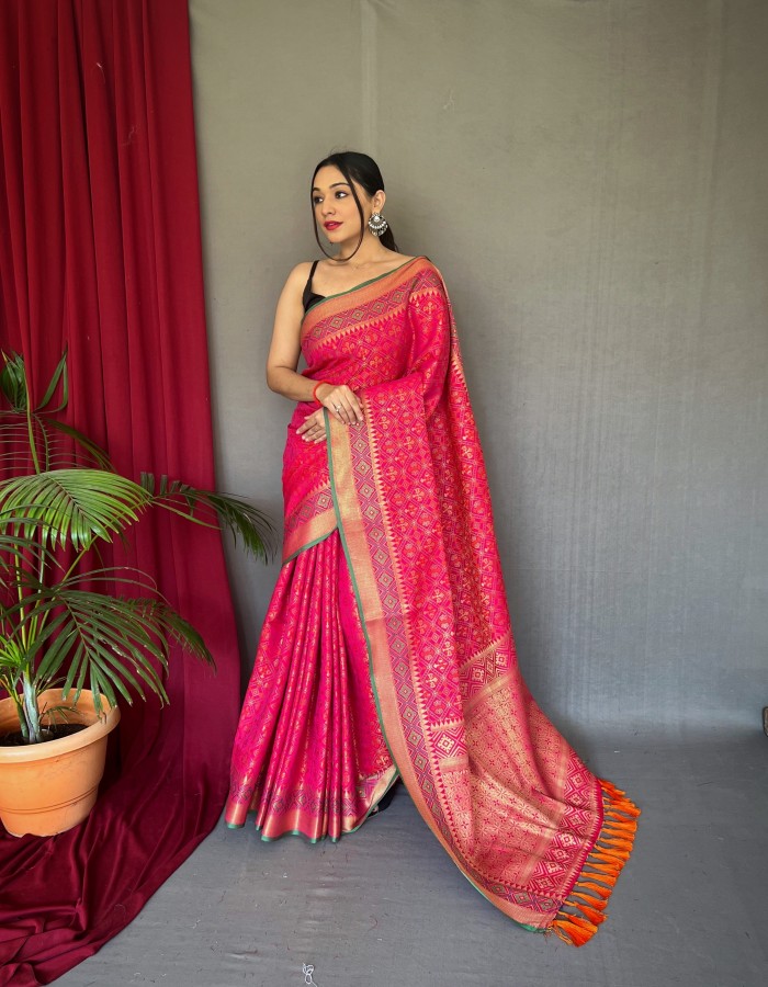 Pink Soft Patola silk Saree