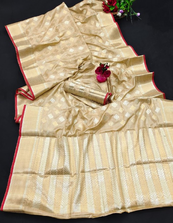 Chiku Soft Banarasi Silk Saree