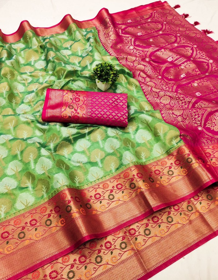 Green Color Organza Saree