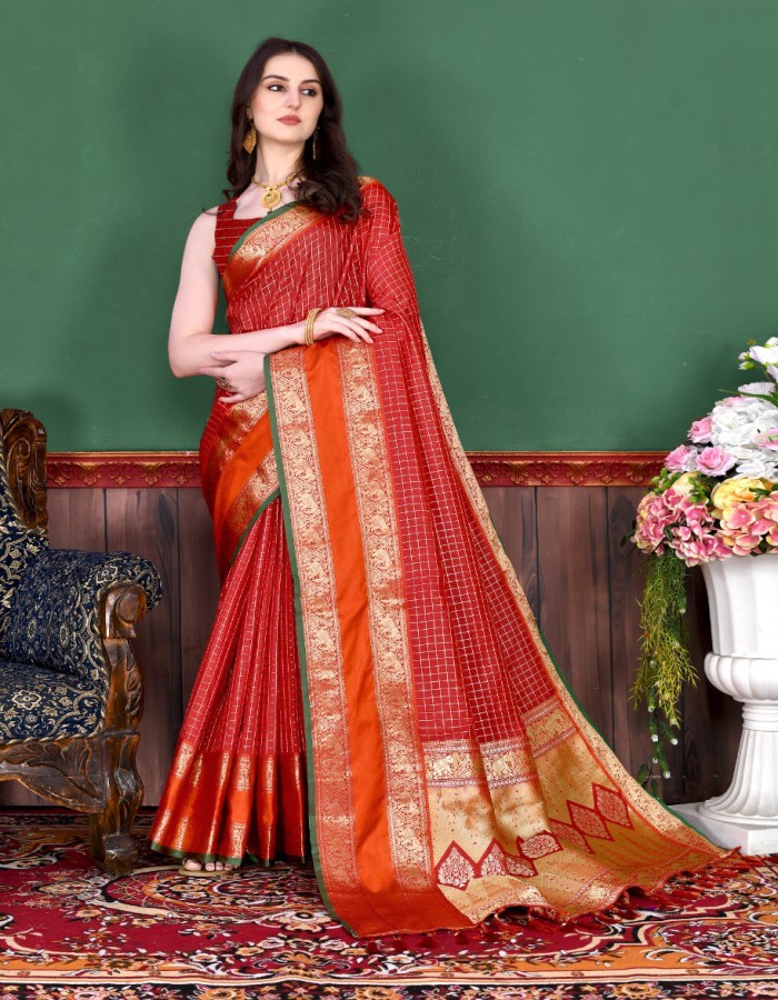 Red Color Kanchipuram Silk Saree