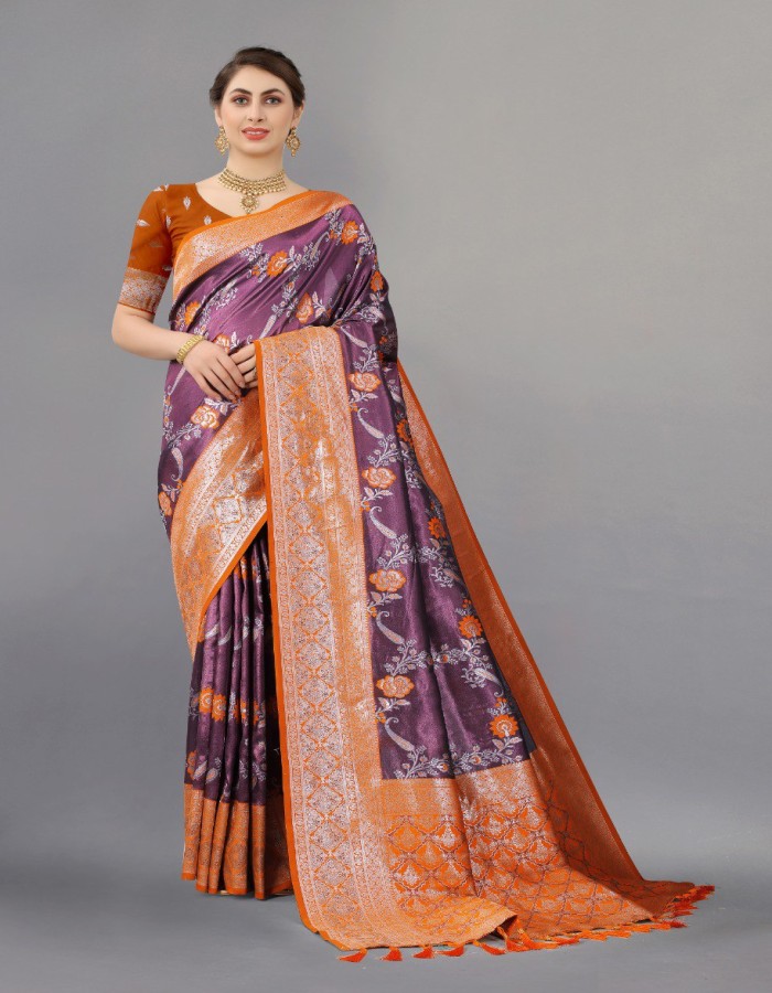 Orange Kanjivaram Silk Saree