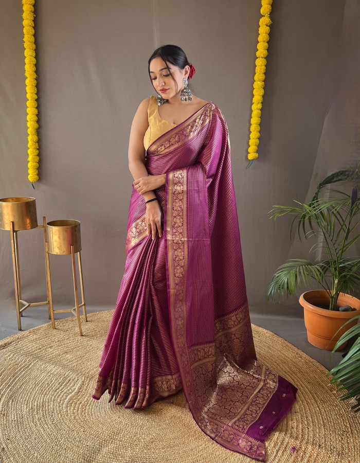 Purple Soft Silk Woven Saree