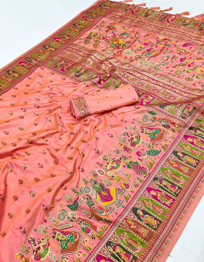 Peach Color Paithani Saree