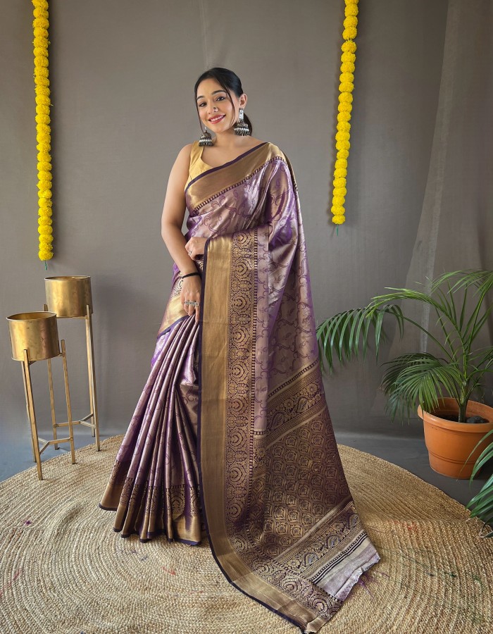 Purple Soft Kanchipuram Silk Saree
