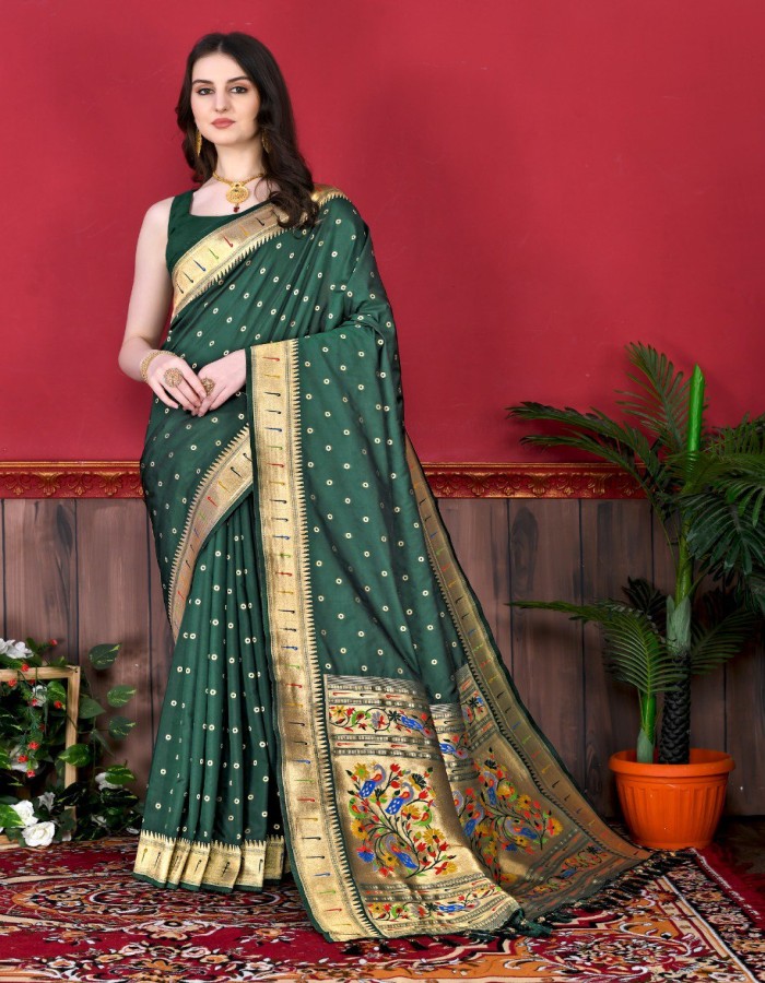 Green Color paithani Silk Saree