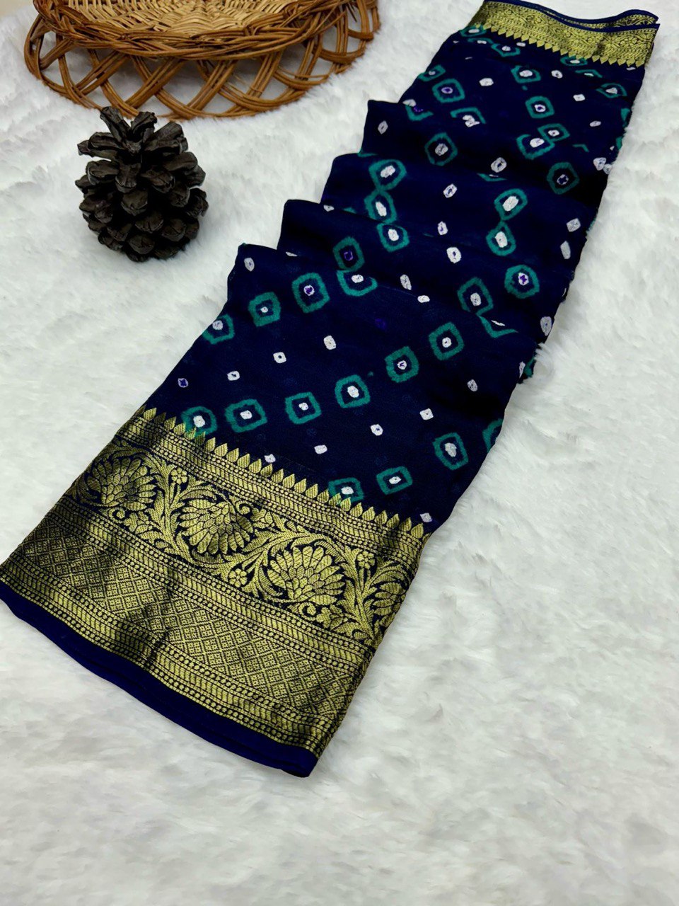 Royal Blue Printed Saree