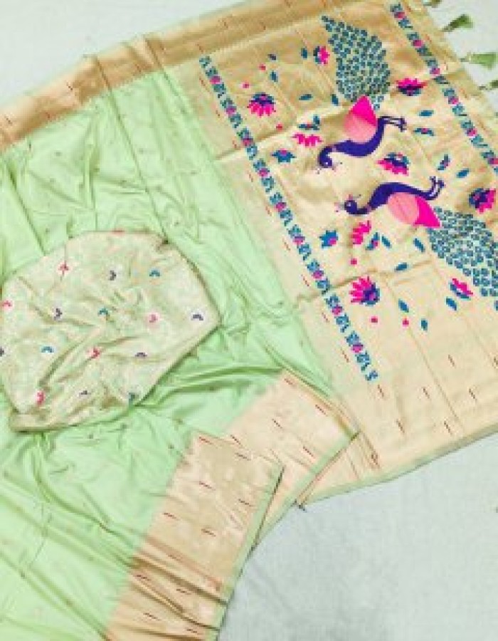 Pista Green Soft Kanjivarm Saree