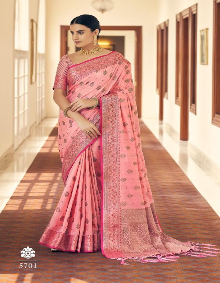 Pink Color Cotton Silk Saree