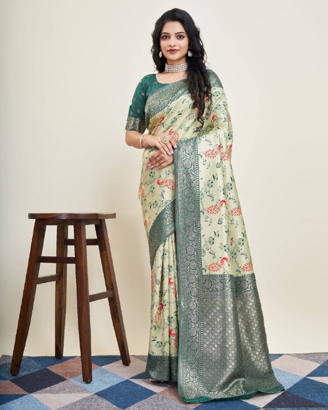 Green Color Soft  Kanjivaram Silk Saree