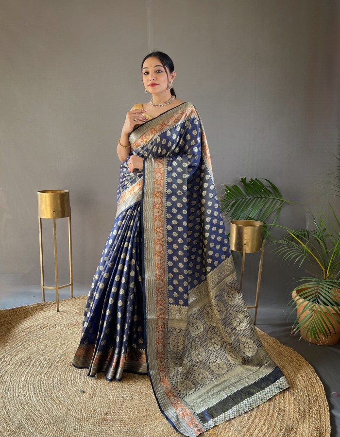 Navy Blue Color Soft Silk Saree