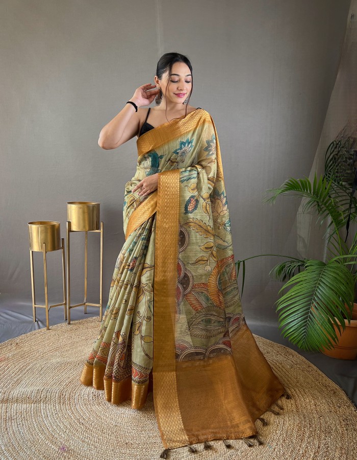 Gold Printed Saree