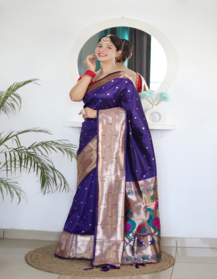 Royal Blue Paithani Silk Saree